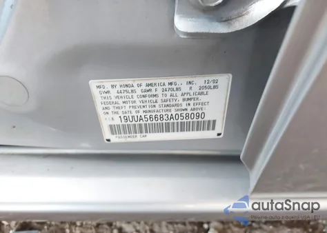 2003 Acura Tl 3.2 z USA, uszkodzony, nr VIN 19UUA56683A058090